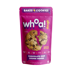 Pink package of whoa! dough chocolate chip cookie dough